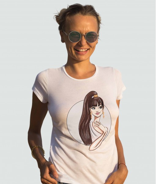 Дамска тениска с щампа Арт Beautiful model